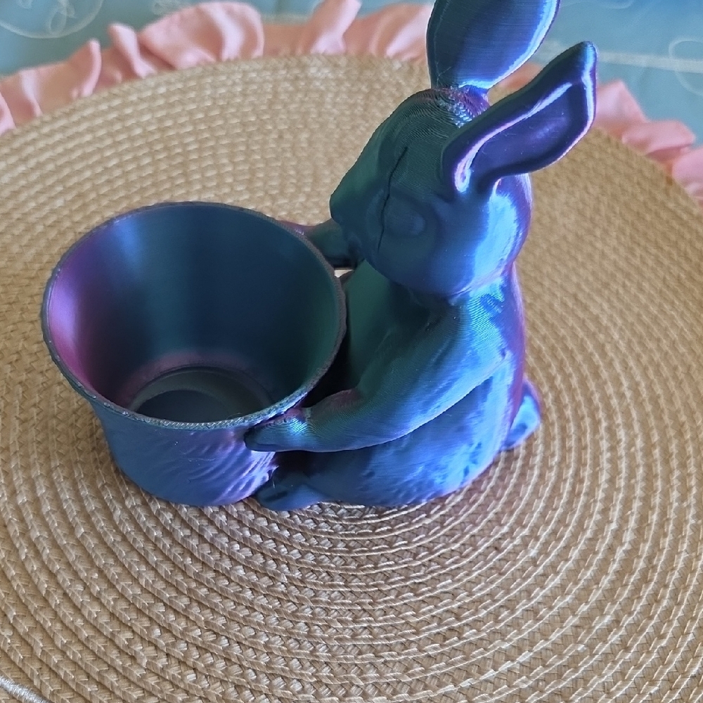 Hand Crafted 3-D Rabbit Candy Holder Or Planter - Picture 5 of 7